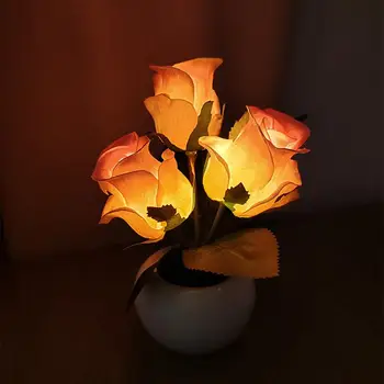 Tulipán virágcserép LED-es Éjszakai Fény, a Szem védelme Este a Lámpa a Biztonságos művirágok Éjjeli Fény Könnyű Esküvői Haza