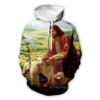 Új Isten, a Vallás a Krisztus Jézusnak, a 3D Nyomtatás ok-Okozati Ruházat, Divat Férfi Női Melegítő Sleeve kapucnis felső Plus size S-7XL harajuku