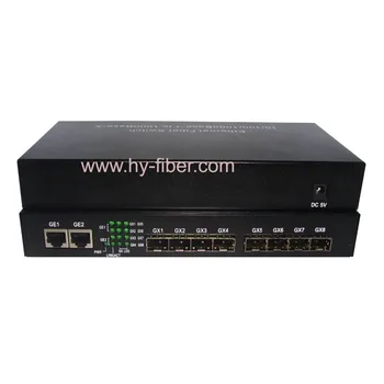 10 port Gigabit Ethernet Switch 10/100/1000Mbps 8 SFP Port, 2 RJ45 port, anélkül, hogy SFP modul